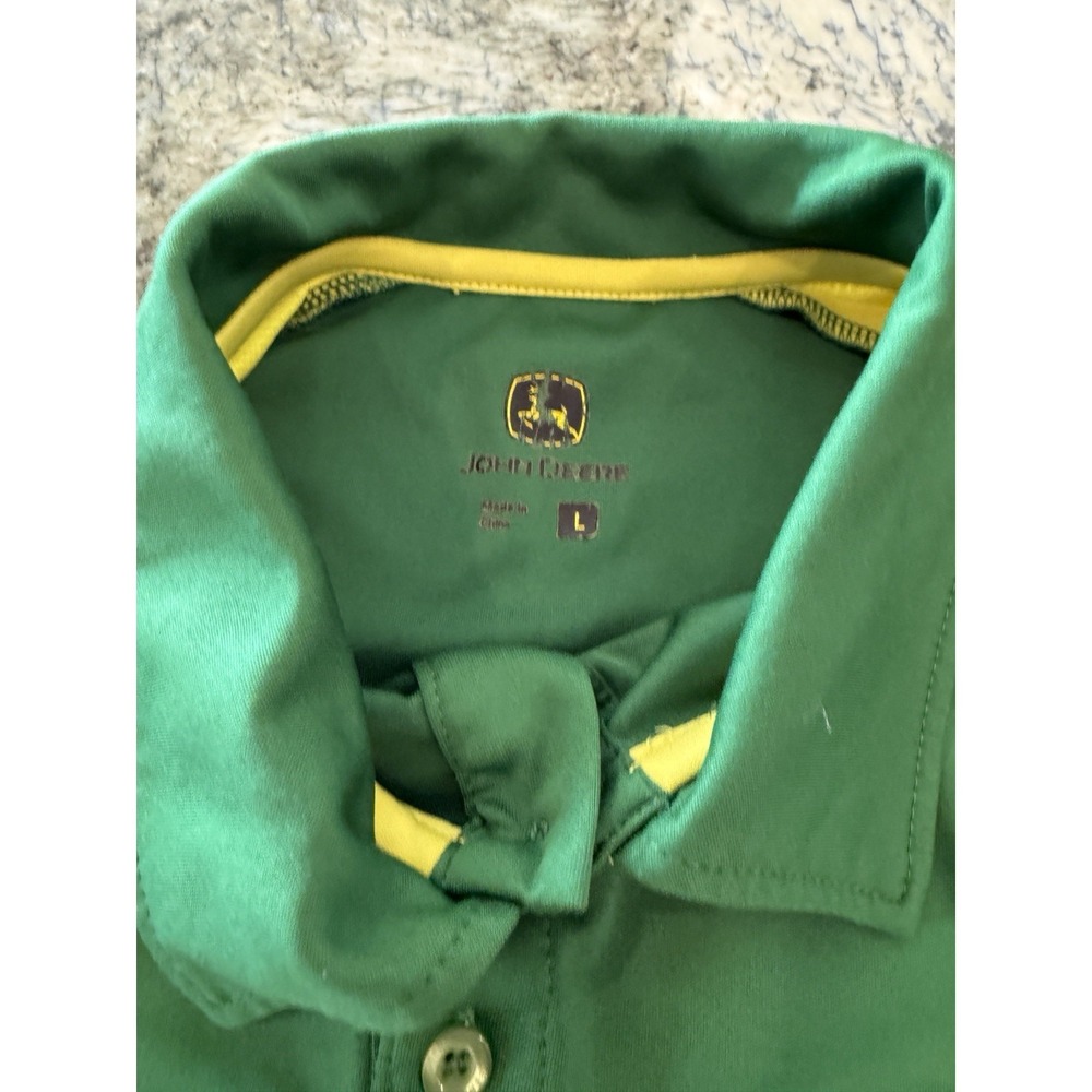 John‎ Deere Branded Green Yellow Golf Polo Shirt Men's Large - Picture 4 of 6